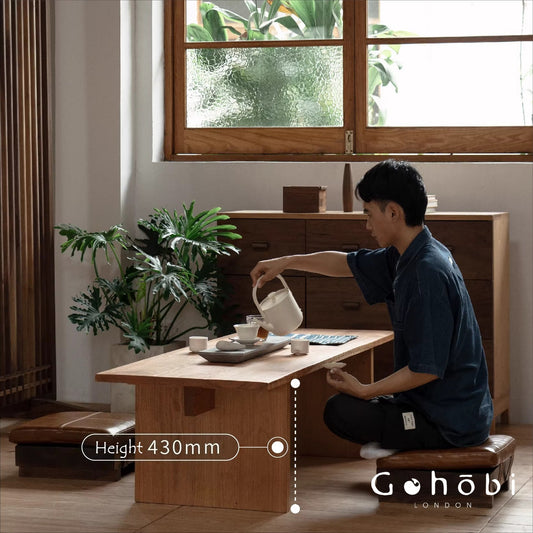 Gohobi Handmade Solid Wood Coffee Table – Japanese Modern Minimalist Tea Table for Living Room | FSC Certified Furniture