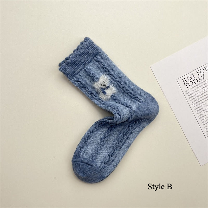 Gohobi Blue-Grey Puppy Wool Socks