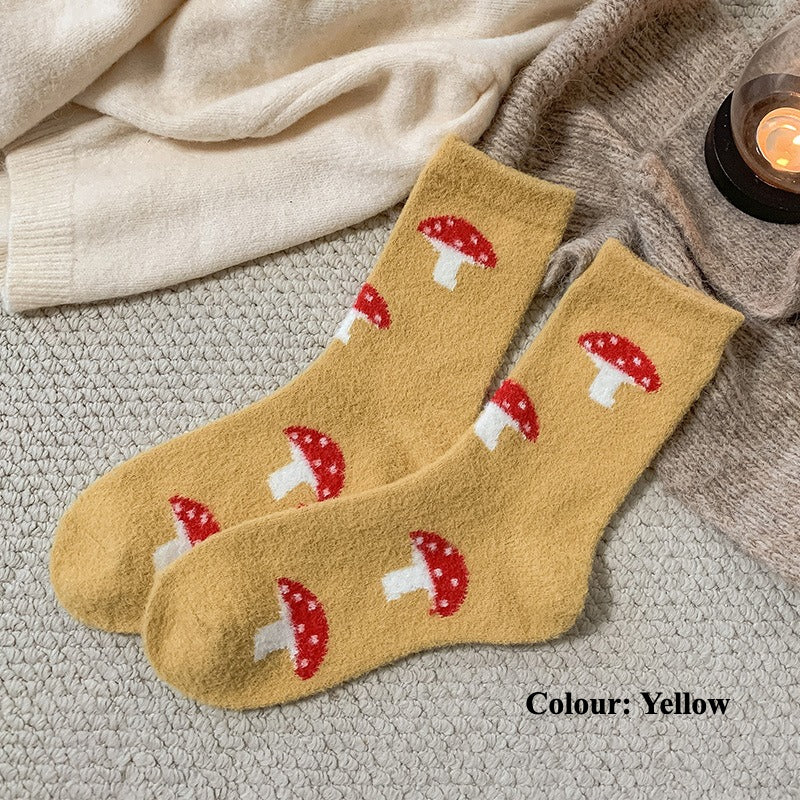 Gohobi Cozy Fleece-Lined Mushroom Socks