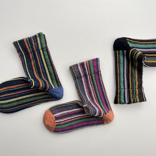 Gohobi Colorful Striped Mid-Calf Socks