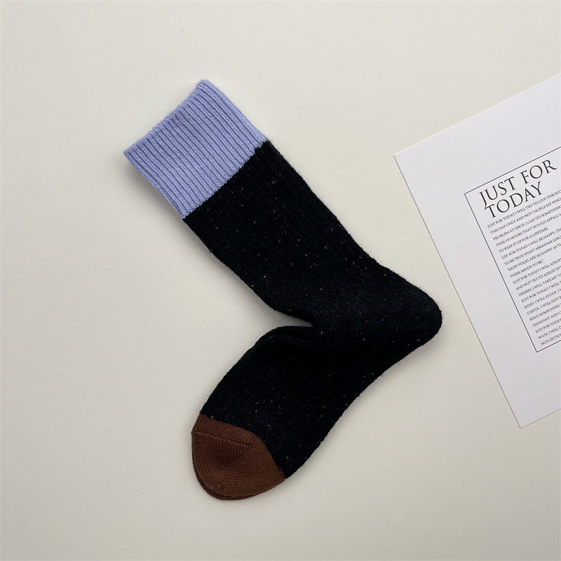 Gohobi Contrast Wool-Blend Thick Knit Socks