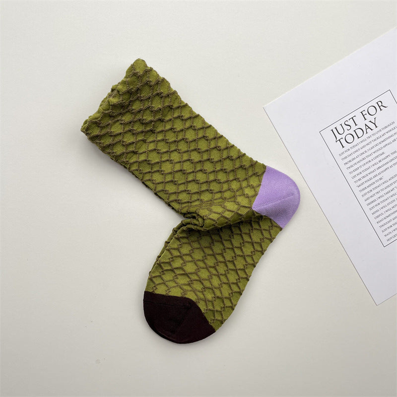 Gohobi Geometric Embossed Cotton Socks