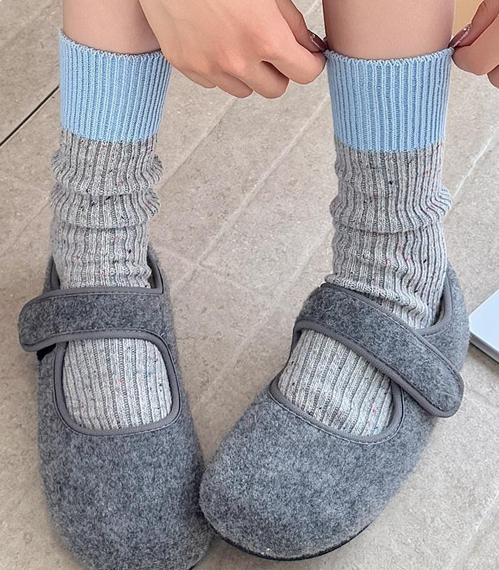 Gohobi Contrast Wool-Blend Thick Knit Socks