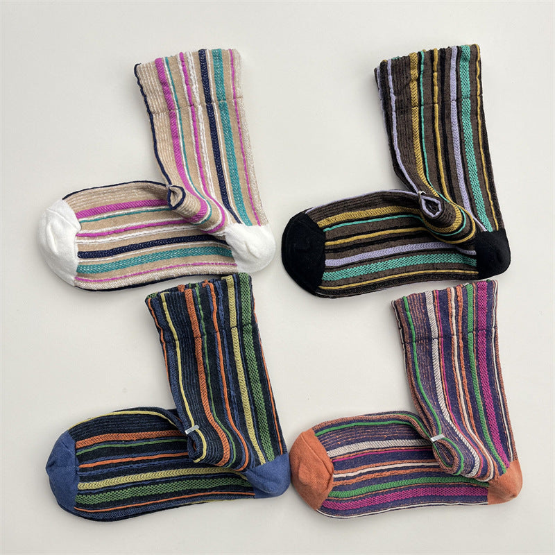 Gohobi Colorful Striped Mid-Calf Socks