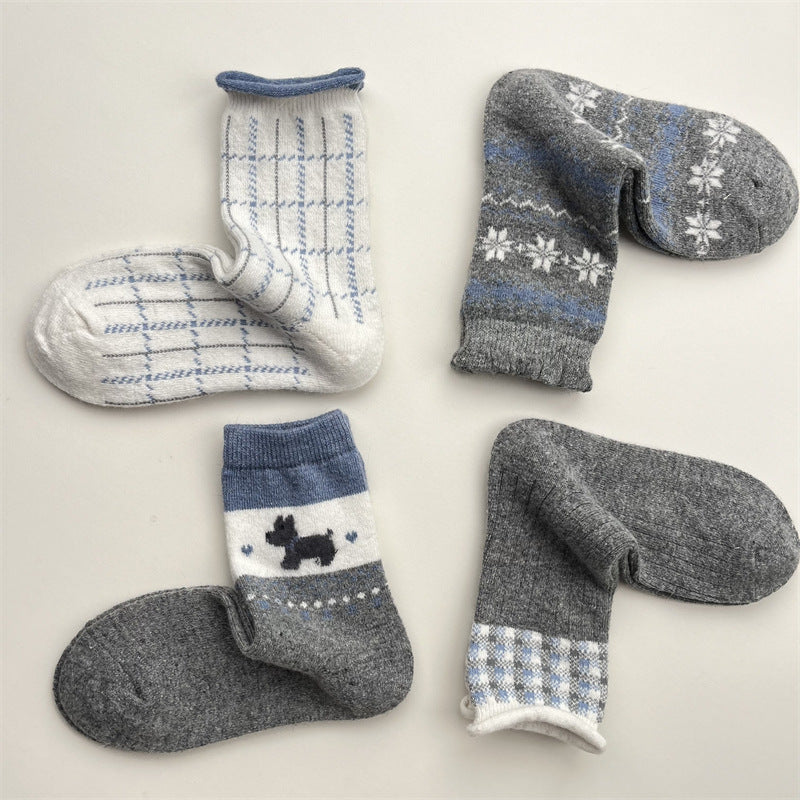 Gohobi Blue-Grey Puppy Wool Socks