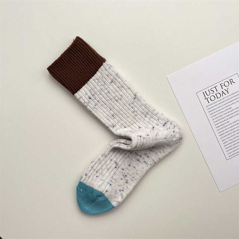 Gohobi Contrast Wool-Blend Thick Knit Socks
