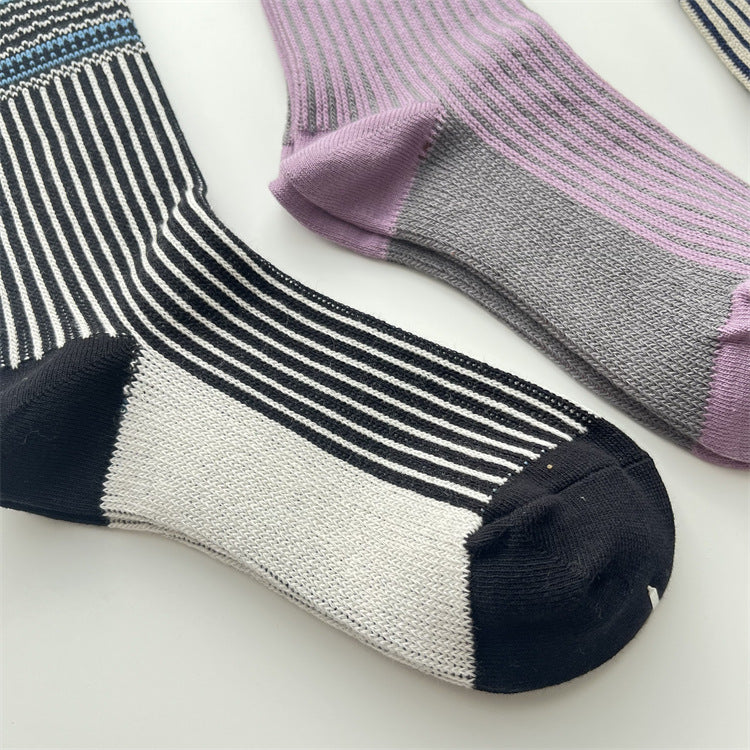 Gohobi Vintage Ribbed Knit Mid-Calf Socks