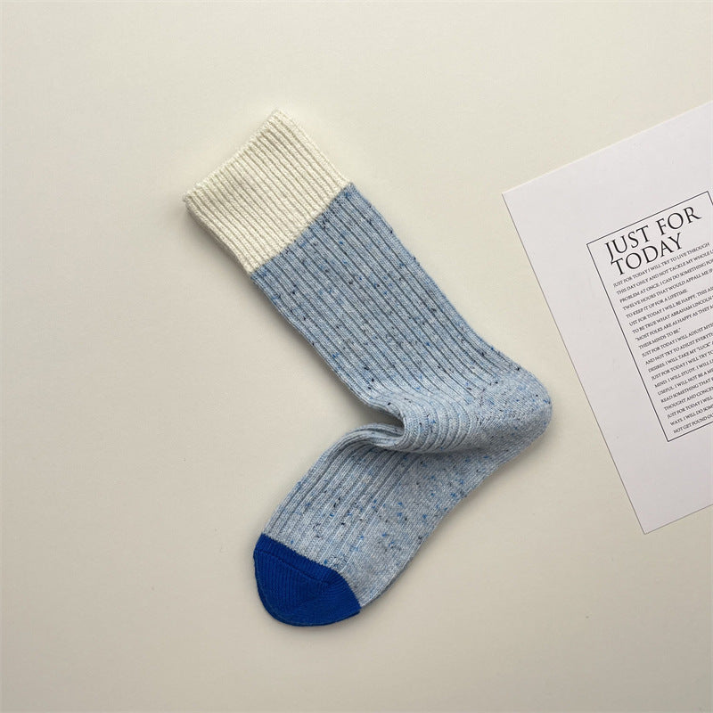 Gohobi Contrast Wool-Blend Thick Knit Socks