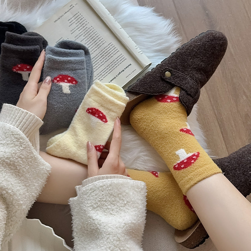 Gohobi Cozy Fleece-Lined Mushroom Socks
