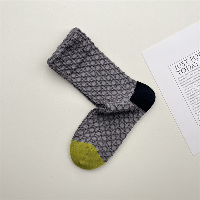 Gohobi Geometric Embossed Cotton Socks