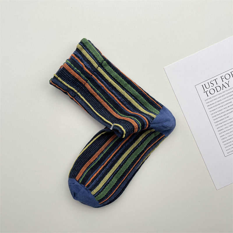 Gohobi Colorful Striped Mid-Calf Socks