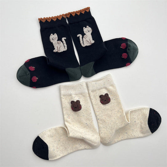 Gohobi Animal Jacquard Mid-Calf Socks