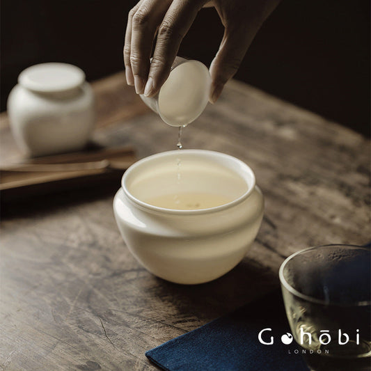 Gohobi Jade Porcelain Tea Wash Bowl – Ceramic Tea Rinse Basin for Gongfu Tea
