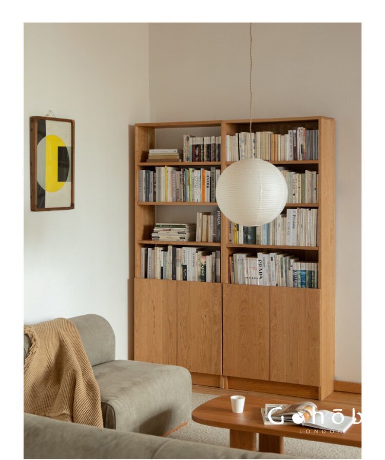 Gohobi Handmade Solid Wood Storage Cabinet – Multi-Layer Wooden Shelving Unit for Living Room or Study | FSC Certified Furniture