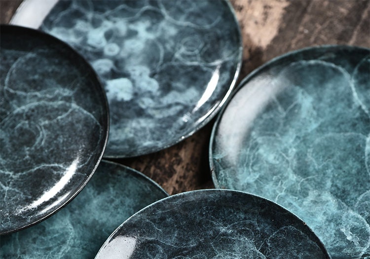 Gohobi Larimar pattern Red Copper Coasters Jewellery Plate Jewellery Dish Chinese Gongfu tea Kung fu tea Teaware Japanese Chado unique