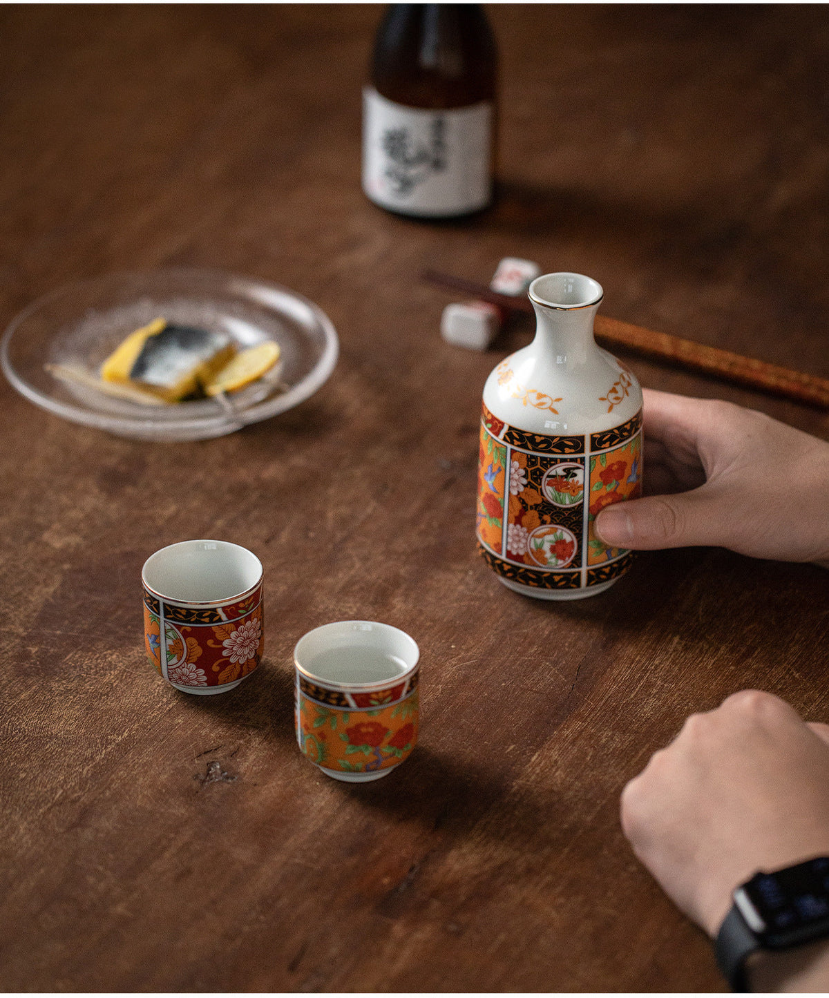 Gohobi Japanese Hasama Burnt Ceramic Hip Flask Set Tea Set Sake Set [Made In Japan]