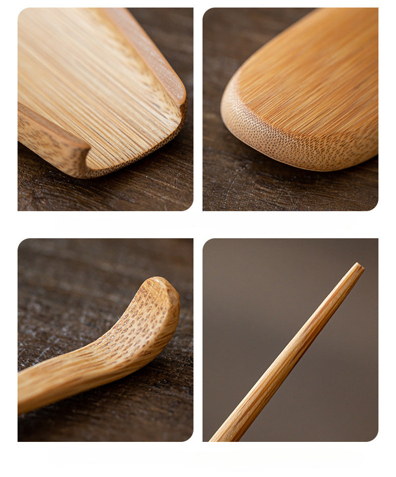 Gohobi Retro Bamboo Chaze Tea Tool Set – Handmade Chinese Tea Lotus Scoop, Teaspoon & Tea Needle Three-Piece Set