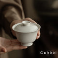 Gohobi Plant Ash Glaze High Foot Gaiwan – Song Style Handmade Literati Tea Bowl
