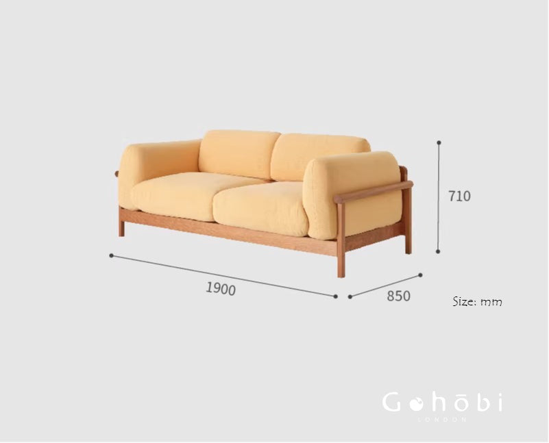 Gohobi Nordic Solid Wood Fabric Sofa – Handmade Double Sofa for Living Room or Small Apartment | FSC Certified Furniture