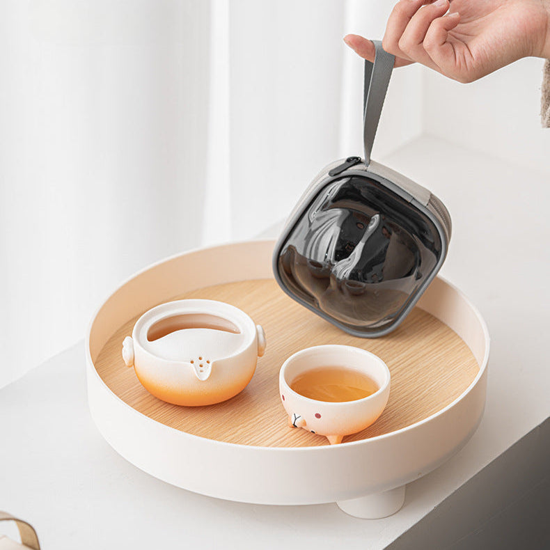 Gohobi Shiba Inu Teapot and Tea Cup Set Travel Tea Set