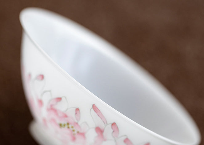 Gohobi Hand-painted Jade White Lotus Porcelain Tea Cup