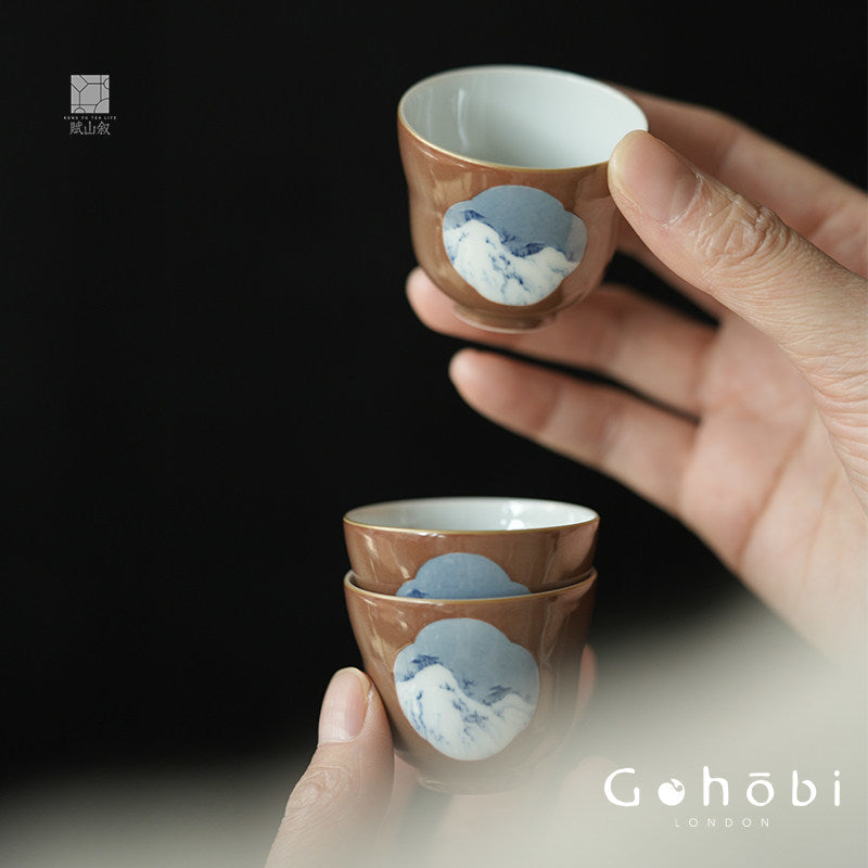 [賦山敘 x Gohobi] Gohobi Jingdezhen Hand-Painted Blue and White Teacup – Begonia Snow View Fulu Guest Cup