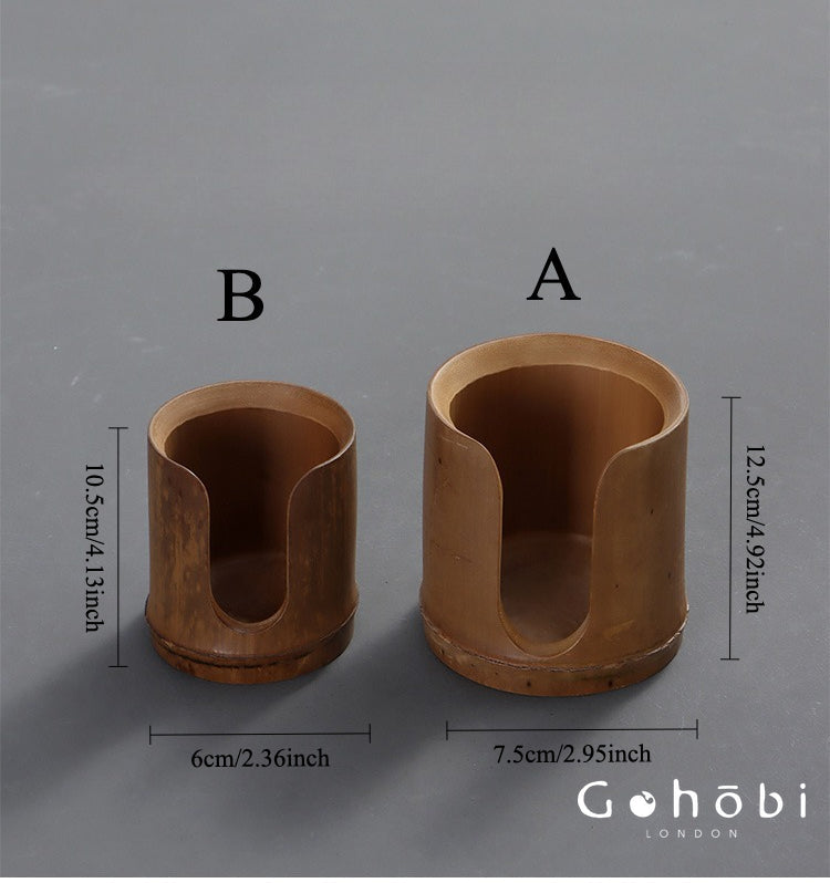 Gohobi Bamboo Woven Tea Cup Holder Basket – Zen Style Tea Set Storage Tube & Chopstick Basket