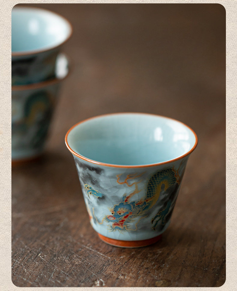 Gohobi Blessing Bell Celadon Dragon Teacup