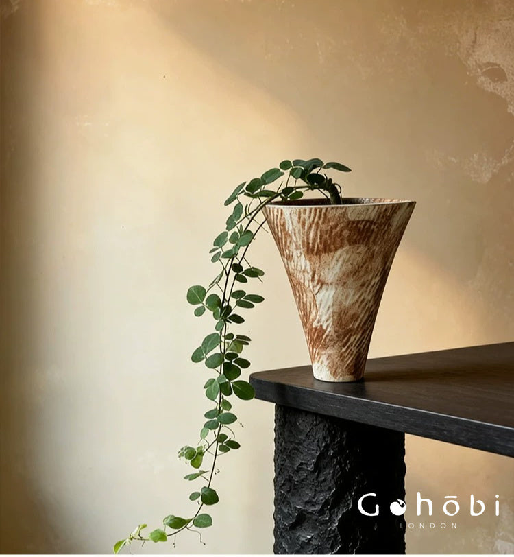 Gohobi Japanese Ikebana Ceramic Flower Pot – Jingdezhen Wabi-Sabi Desktop Planter