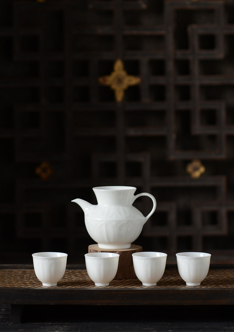 Gohobi Jade White Lotus Tea Cup Teapot Pitcher