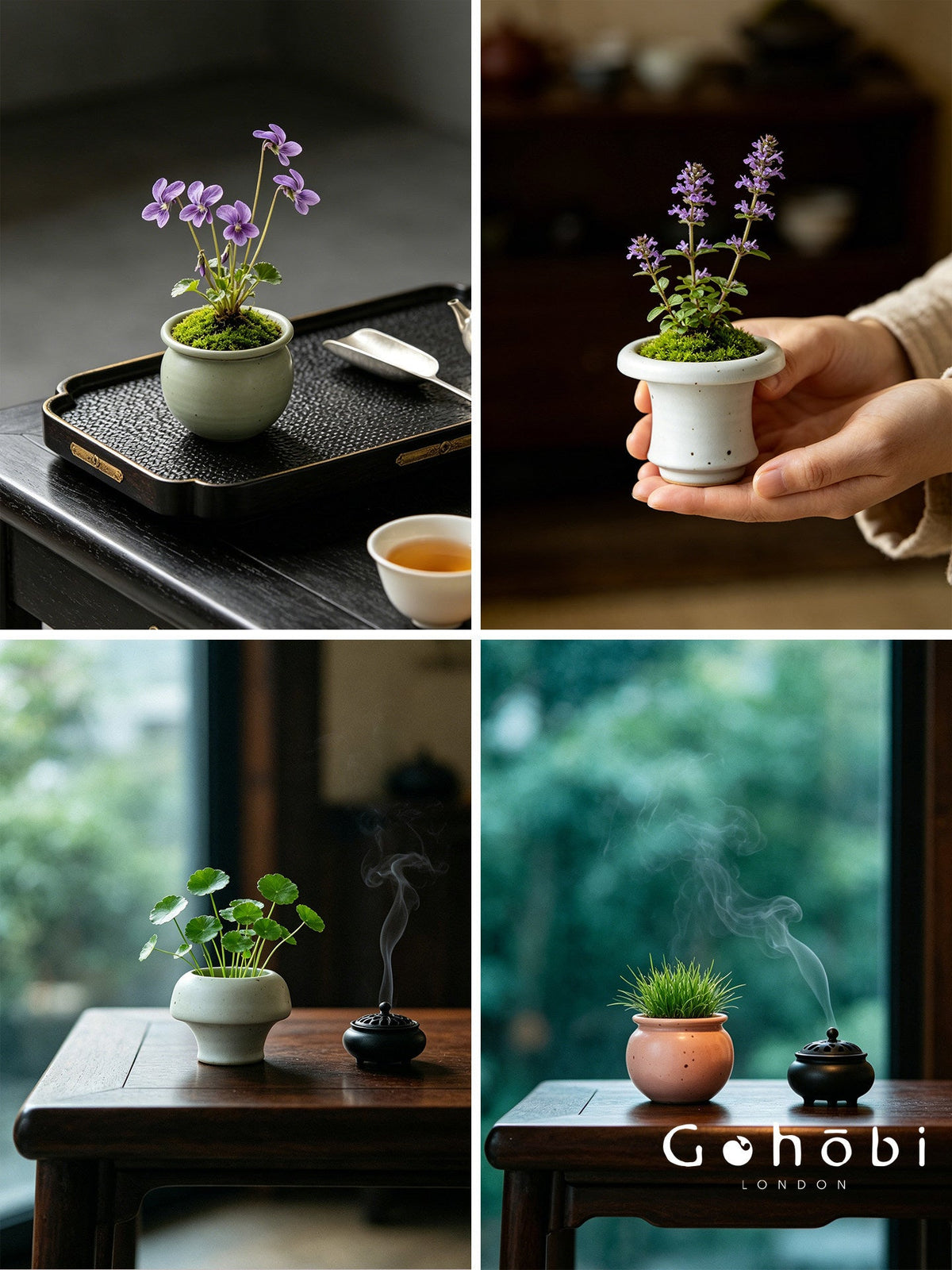Gohobi Japanese Ikebana Mini Ceramic Vase – Jingdezhen Wabi-Sabi Desktop Flower Vase