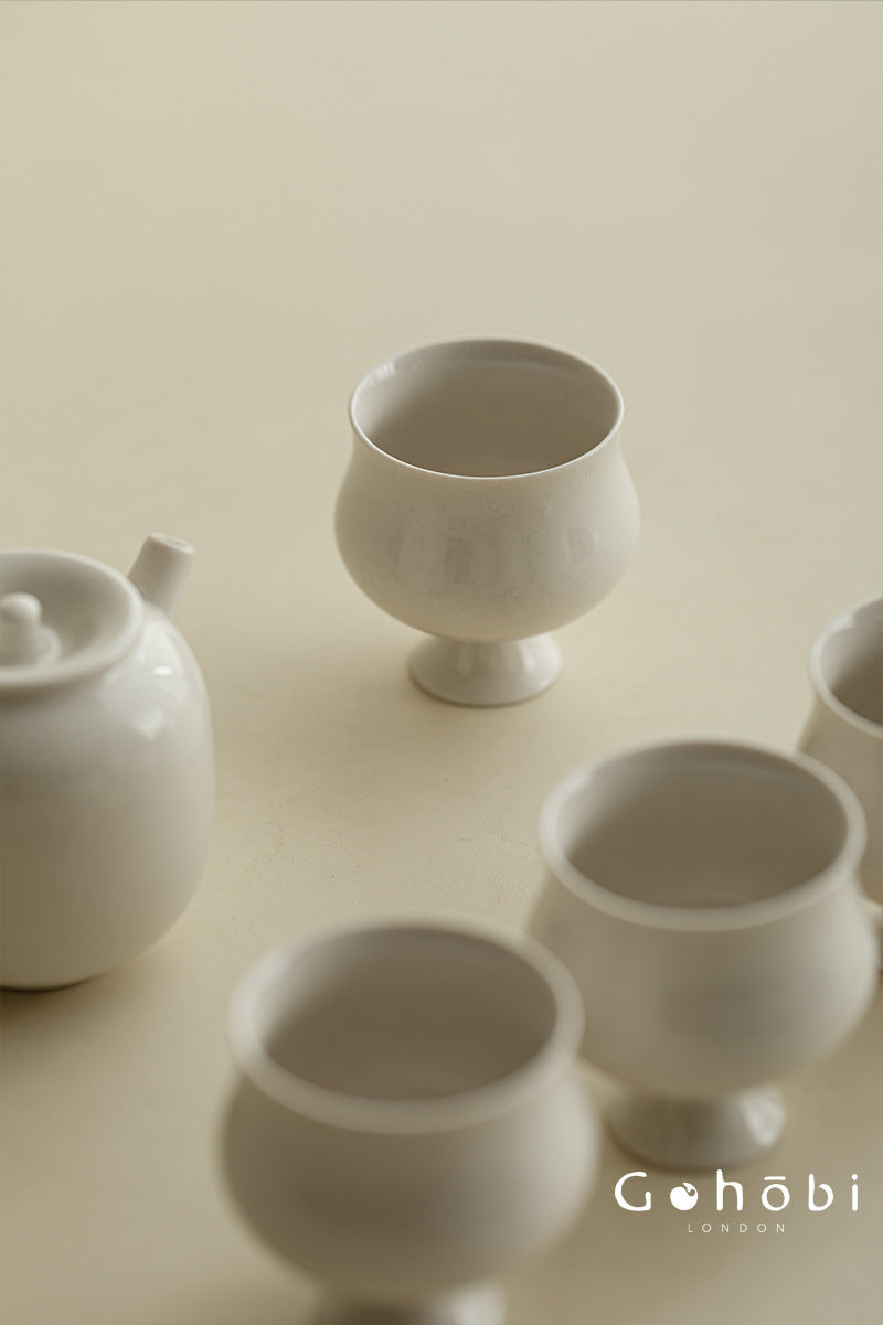 Gohobi Wood Ash Glaze High Foot Teacup – Song Style Bergamot Gongfu Master Cup