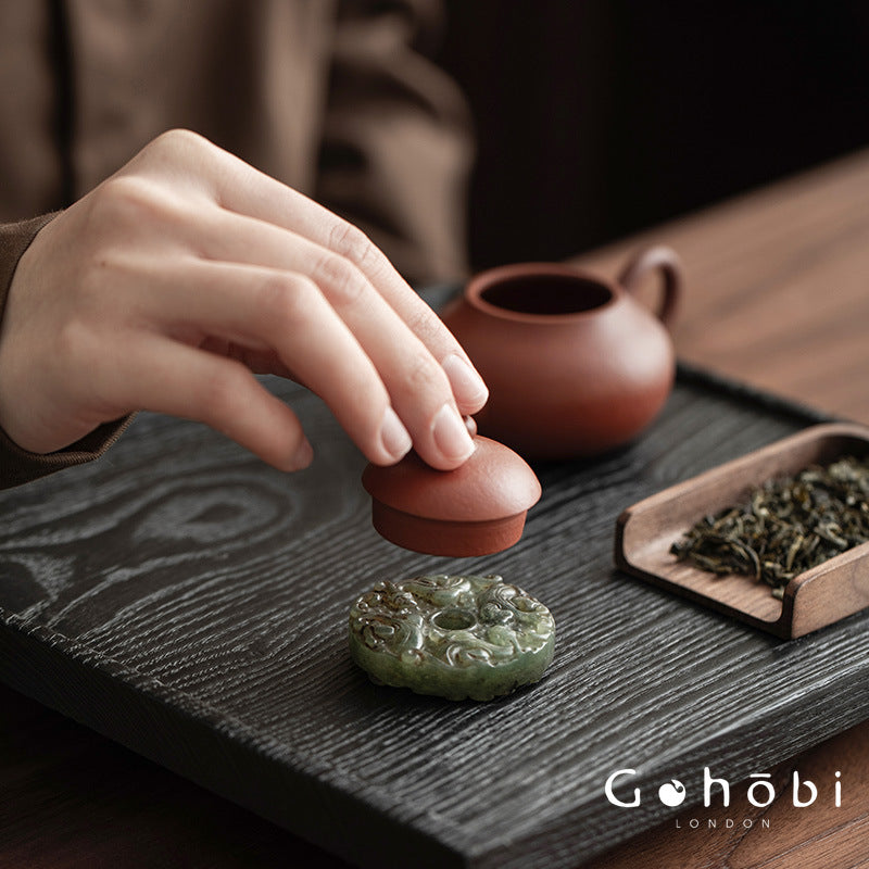 Gohobi Antique Style Jade Pendant – Pixiu and Ruyi Tea Ceremony Decorative Pendant