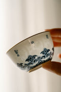 [清本源 x Gohobi Gallery] Blue & White Cup with Inner-Impressed Moonlight Pattern – Manjushri Wisdom Mantra Design (80ml)