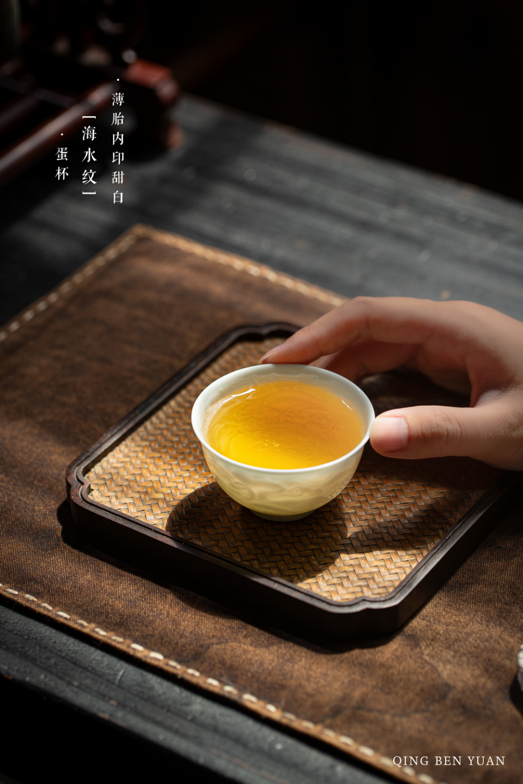 [清本源 x Gohobi Gallery] Thin-Body Sweet White Egg Cup with Inner-Impressed Wave Motif (80ml)