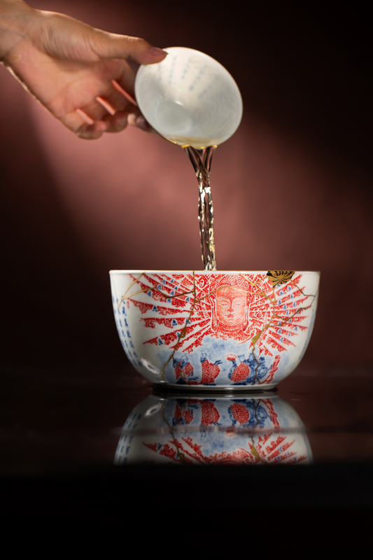 [清本源 x Gohobi Gallery] Water Wash Bowl with Inner-Impressed Rubbing Print and Kintsugi Detailing – “Attaining Suchness” Design