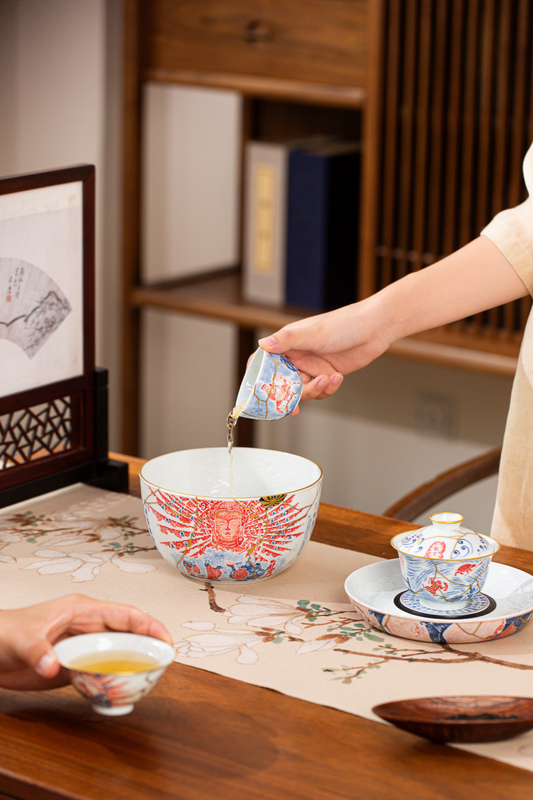 [清本源 x Gohobi Gallery] Water Wash Bowl with Inner-Impressed Rubbing Print and Kintsugi Detailing – “Attaining Suchness” Design