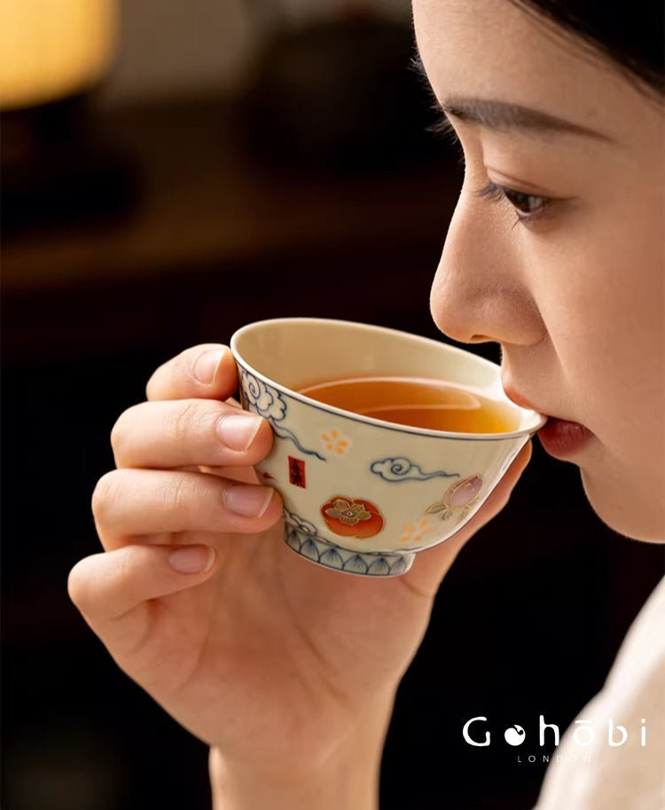 Gohobi Hand-Painted Linglong Porcelain Teacup – Jingdezhen Gongfu Tea Tasting Cup