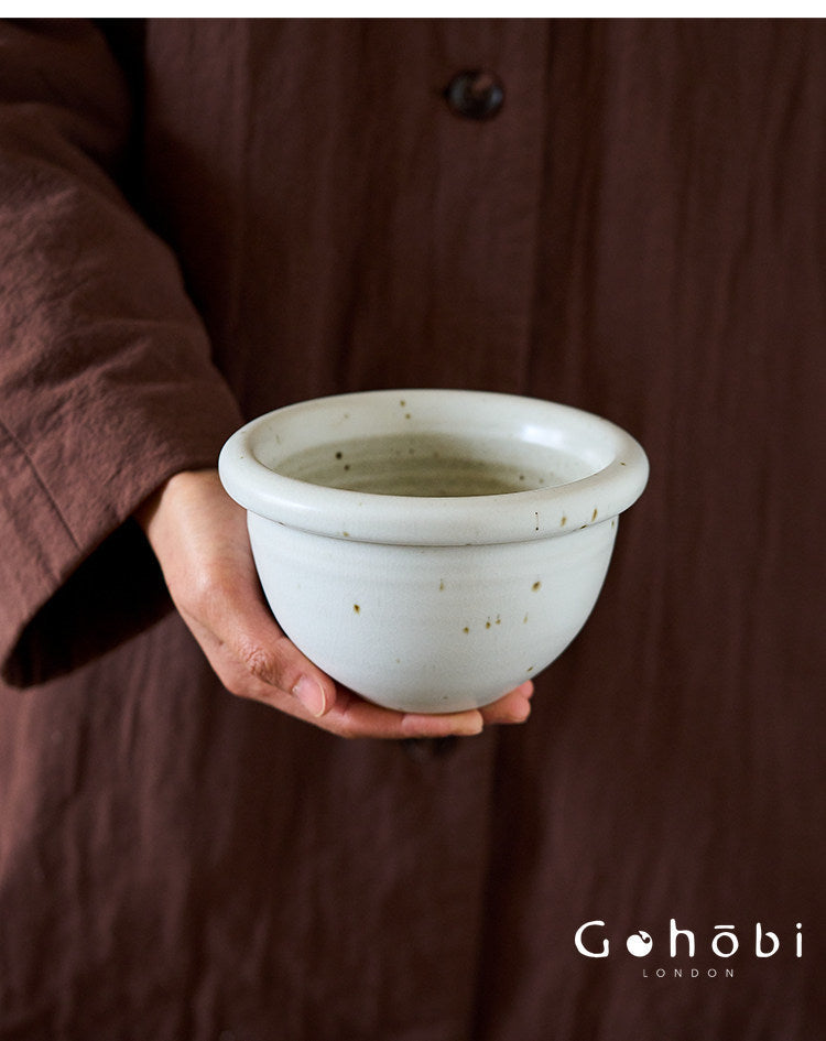 Gohobi Ceramic Garlic Masher Mortar Bowl – Handmade Garlic Crusher and Chili Grinding Bowl