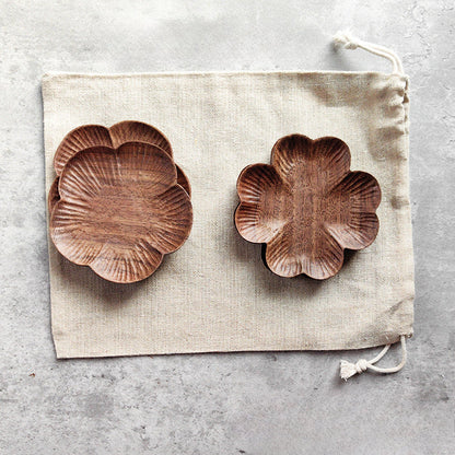 Gohobi Walnut Floral Shape Coasters