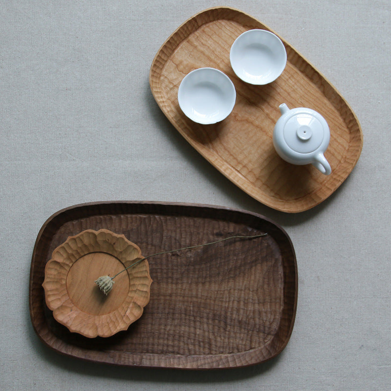 Gohobi Japanese Handcrafted Solid Wood Serving Tray