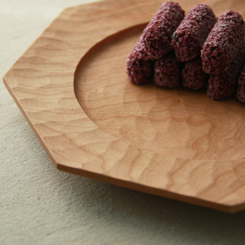 Gohobi Handcrafted Cherry Wood Octagonal Serving Tray