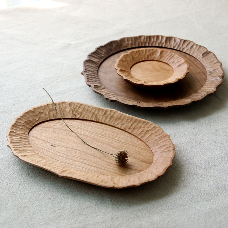 Gohobi Handcrafted Solid Wooden Lace-Edge Tray