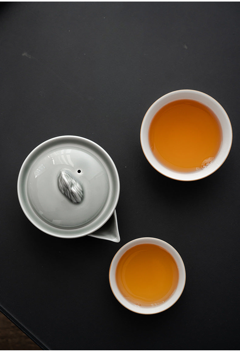Gohobi Japanese Style Ice Grey Gaiwan Travel Tea Set 004