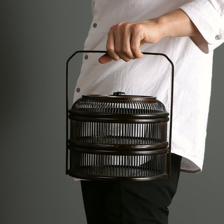 Gohobi Antique Style Bamboo Woven Basket – Lacquered Covered Storage Basket for Travel
