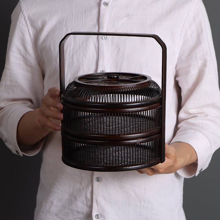 Gohobi Antique Style Bamboo Woven Basket – Lacquered Covered Storage Basket for Travel