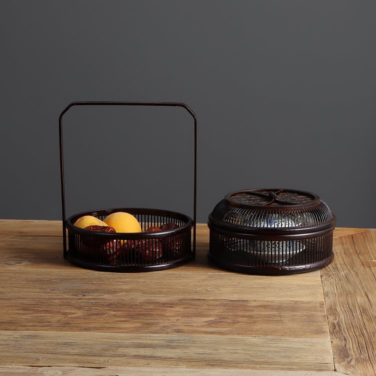 Gohobi Antique Style Bamboo Woven Basket – Lacquered Covered Storage Basket for Travel