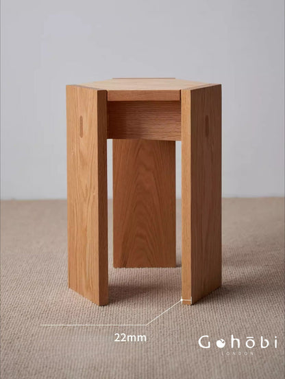 Gohobi Handmade Solid Wood Square Stool – Stackable Wooden Dining Stool Makeup Chair | FSC Certified Furniture, household makeup stool, Chinese square stool can be stacked dining table stool