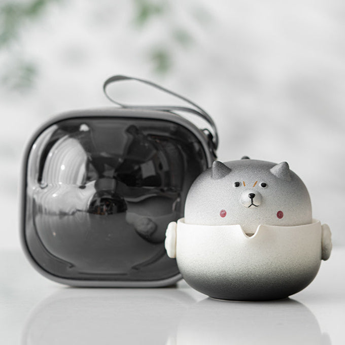 Gohobi Shiba Inu Teapot and Tea Cup Set Travel Tea Set