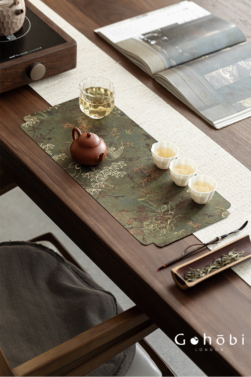 Gohobi Xiangyun Silk Tea Table Runner – Double-Sided Tea Mat Dry Brew Cloth